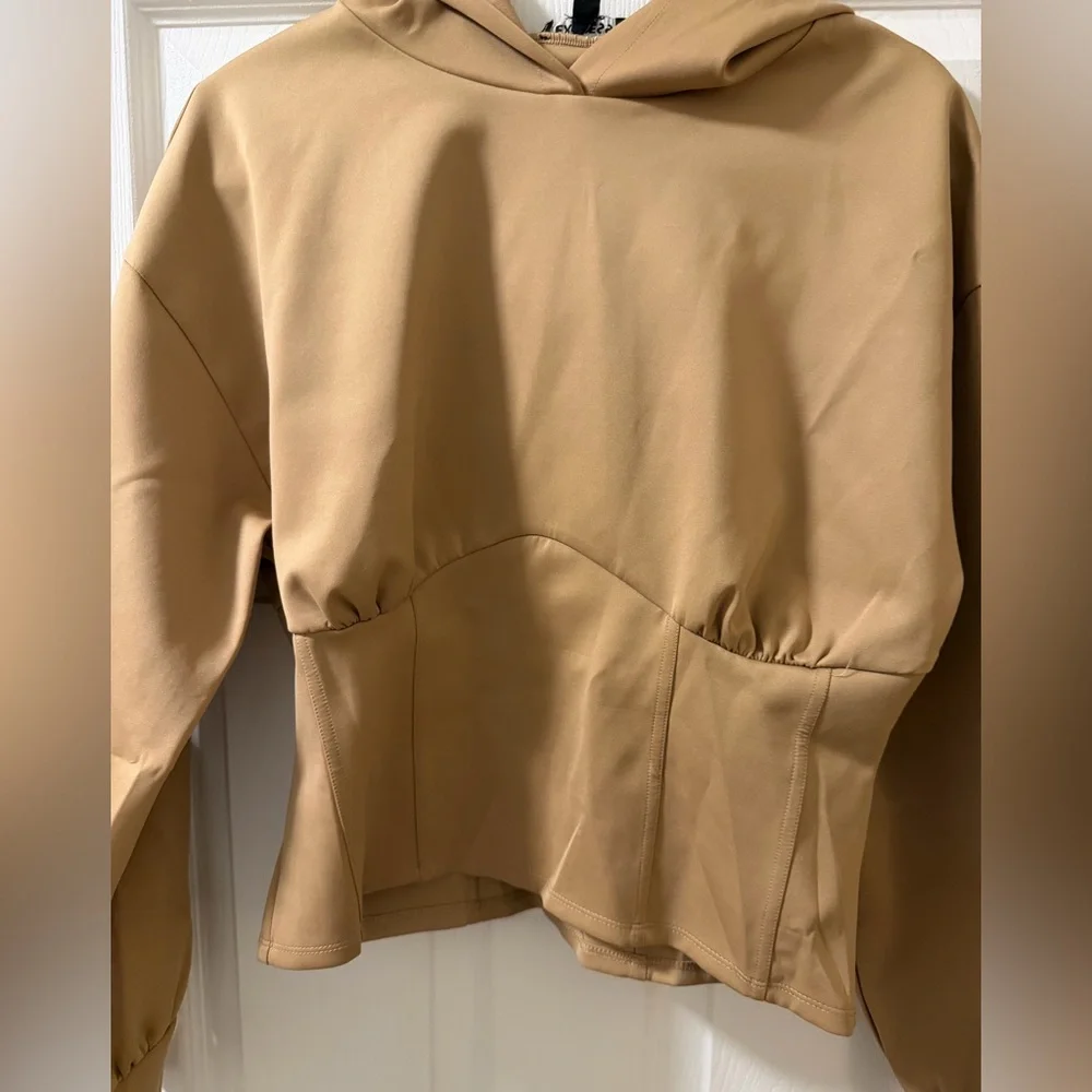 Express Tan Hooded Sweatshirt - Picture 2 of 3